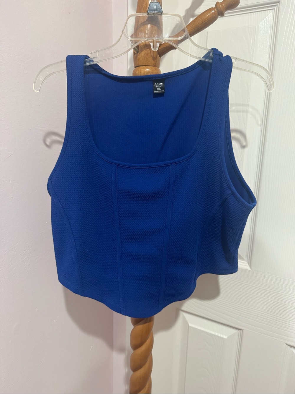 Blue Corset Line design stretchy top